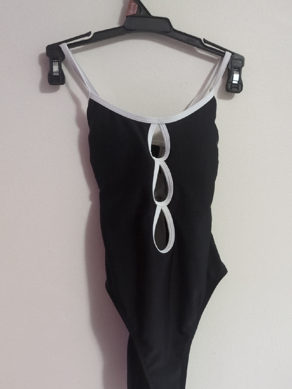 Black One-Piece Swimsuit with White Trim
